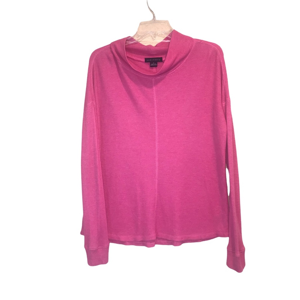Sanctuary Highroad Pink Waffle Knit Thermal Blouse Oversized Size Small
